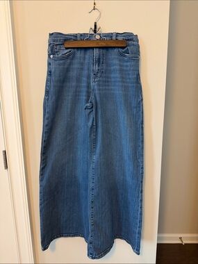 Frame Denim Le Palazzo Crop Blue High-Rise Wide-Leg Jeans